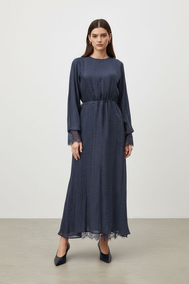 SOUL فستان أزرق داكن على شكل A محتشم وأنيق ورَسمِيّ ملابس بالجملة محتشم