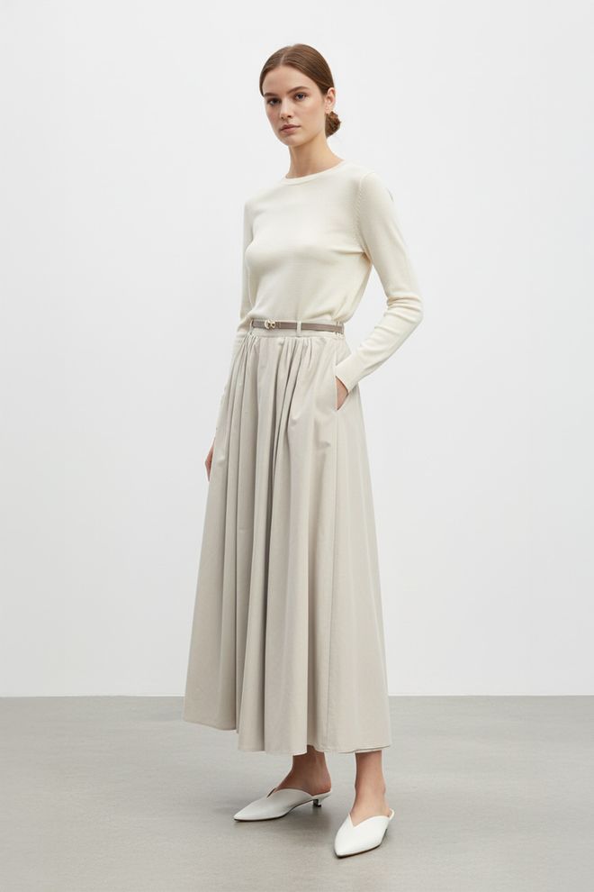 SOUL Fustă Maxi Bej Stratificată Cu Nasturi Îmbrăcăminte cu ridicata Conservator