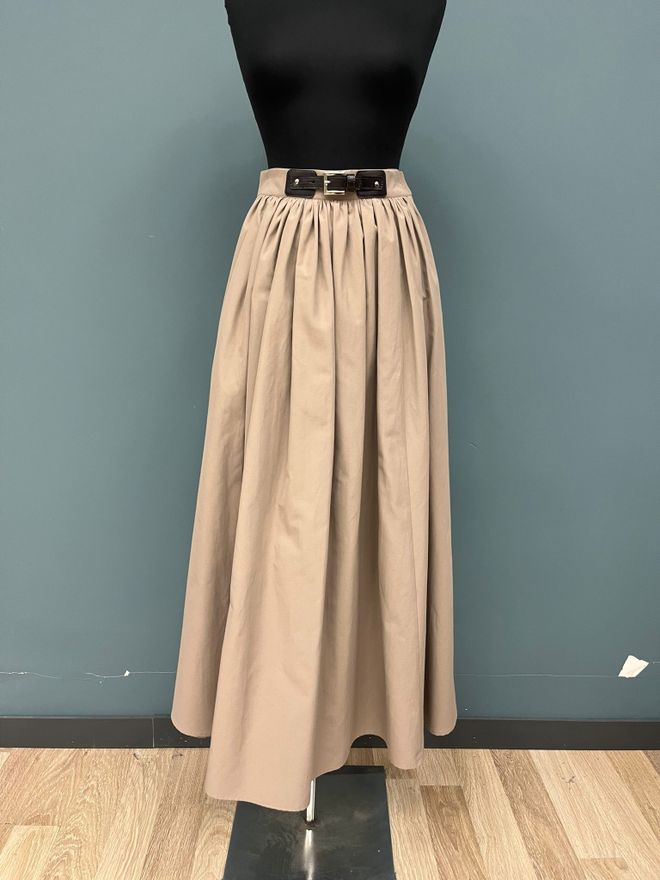 SOUL Falda Beige Línea A Maxi Con Cintura Alta Y Cierre De Hebilla Ropa al por mayor Modesto