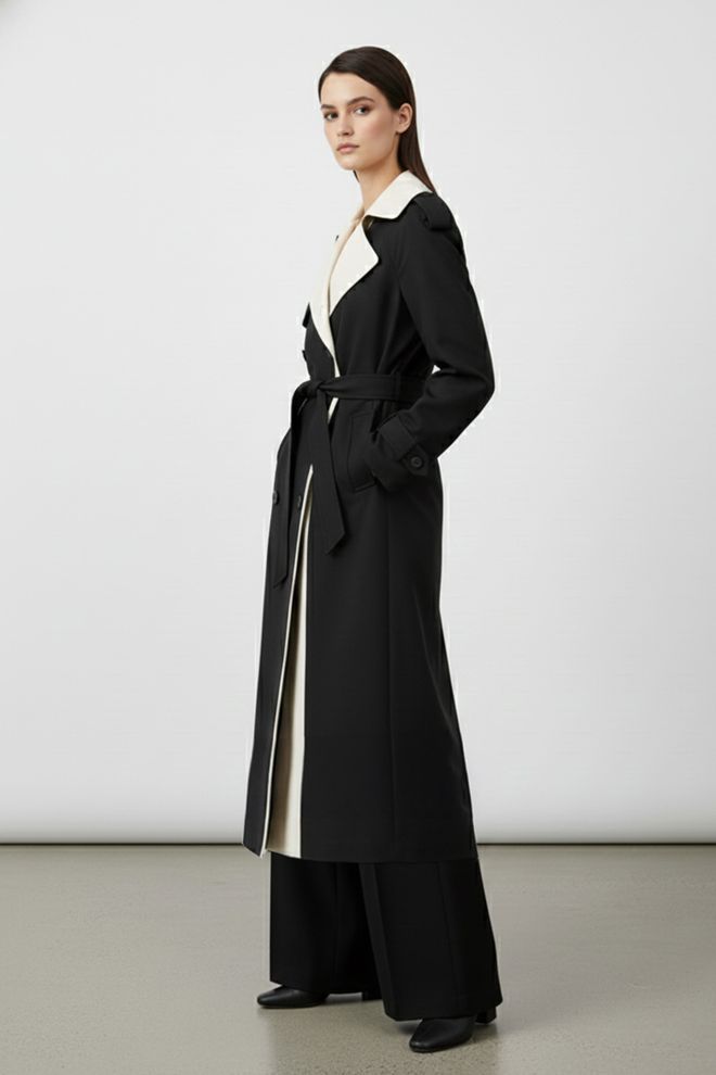 SOUL Schwarz Eleganter Trenchcoat Großhandelskleidung Arbeit