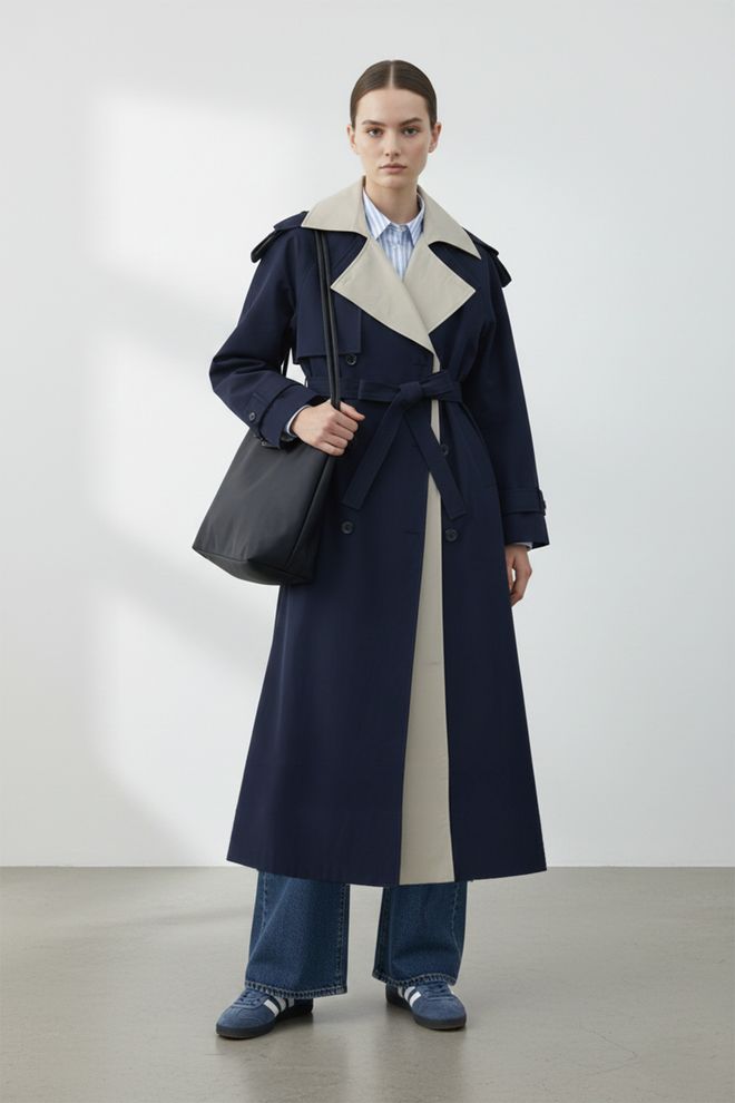 SOUL Eleganter Marineblau Trenchcoat Großhandelskleidung 1