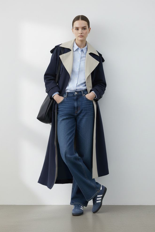 SOUL Detailný Dlhý Trenčkot S Kontrastným Golierom Veľkoobchod s oblečením 0