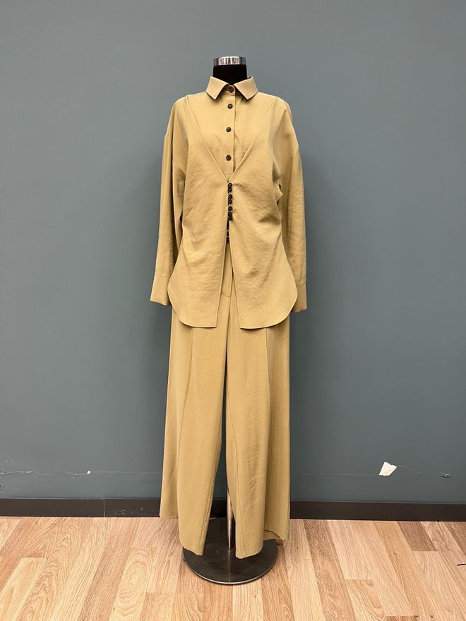 SOUL Beige Elegant Palazzo Set Wholesale Clothing Modest