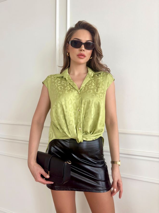 STEPS Satijnen Overhemd Met Luipaardpatroon Groothandel Kleding Casual