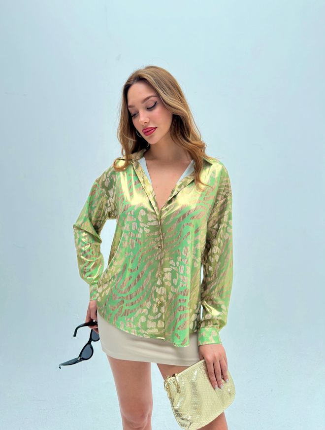 STEPS Jesica Varaklı Gömlek Toptan Giyim Işıltılı