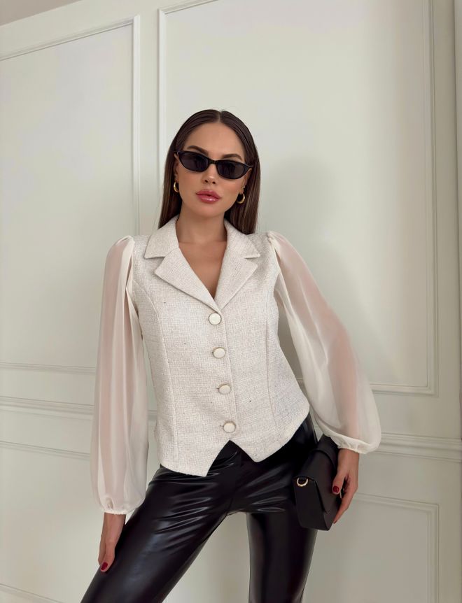 STEPS Giacca Bouclé Con Maniche In Chiffon Abbigliamento all'ingrosso Formale