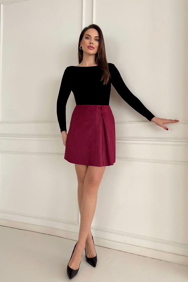 STEPS Een Met Plooi Bedekte Suède Rok Met Knopen Groothandel Kleding Elegant