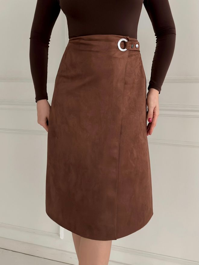 STEPS Suède Rok Bruin Groothandel Kleding Elegant