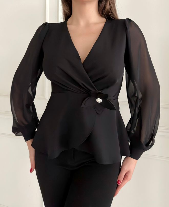 STEPS Blusa Con Spilla Floreale Drappeggiata Abbigliamento all'ingrosso Formale