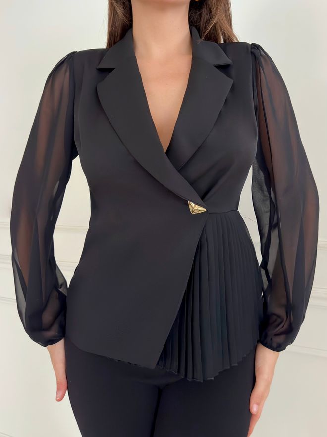 STEPS Blusa Doppia Con Gonna Plissettata Nera Abbigliamento all'ingrosso Formale