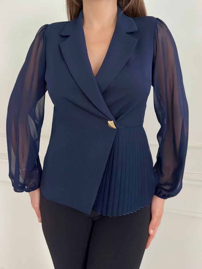 STEPS Blusa Doppia Con Gonna Plissettata Navy Abbigliamento all'ingrosso Formale