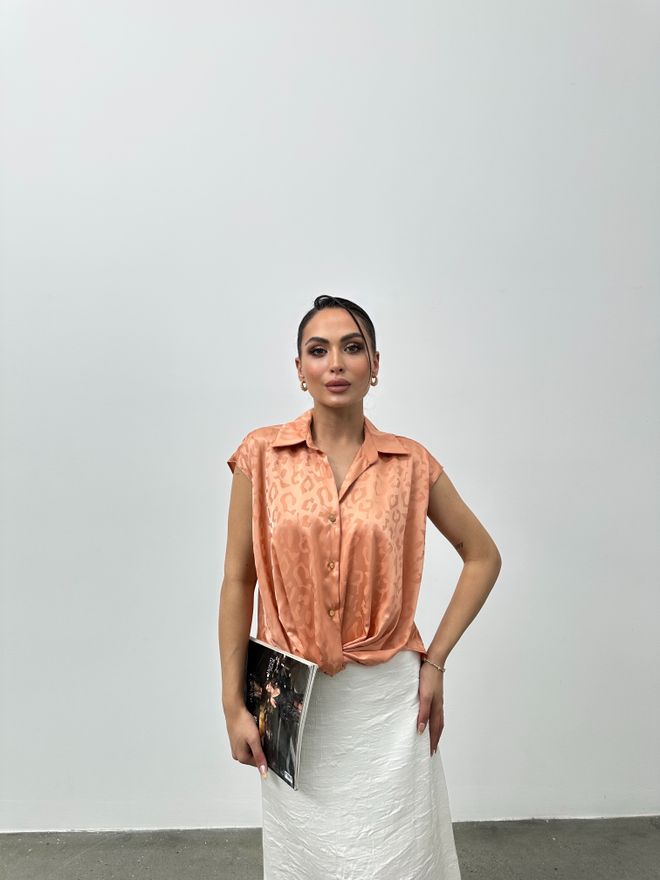 STEPS Chemise En Satin À Motif Léopard Vêtements en gros Décontracté