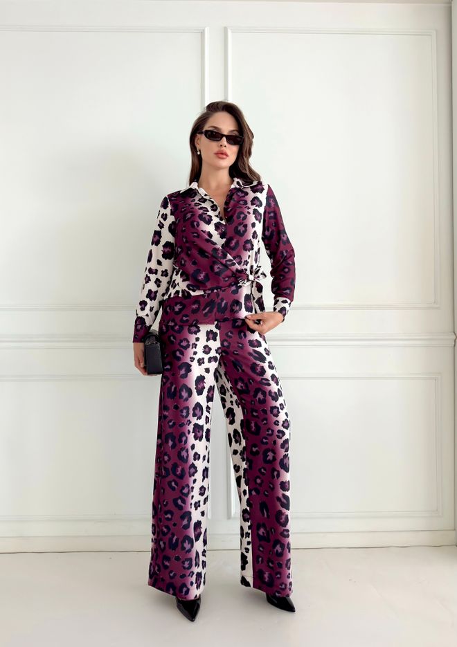 STEPS Leopardenbluse Mit Seitlicher Krawatte Großhandelskleidung Elegant