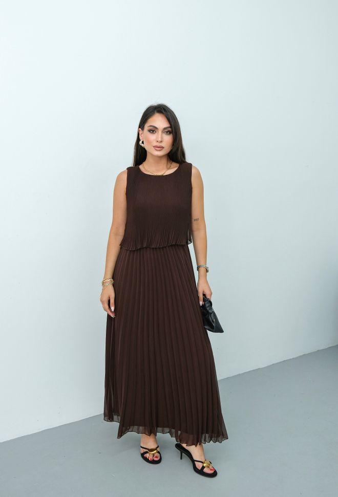 STEPS Bruine Elegante Formele Fit And Flare Jurk Groothandel Kleding Formeel