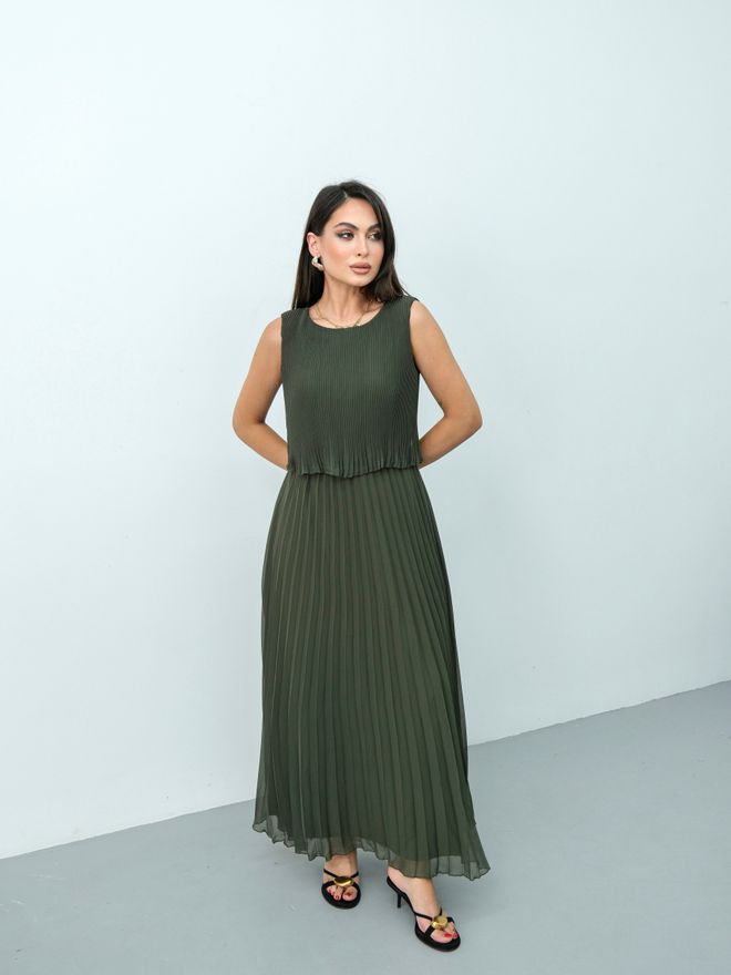 STEPS Elegant Green Sleeveless Blazer Dress Wholesale Clothing 1