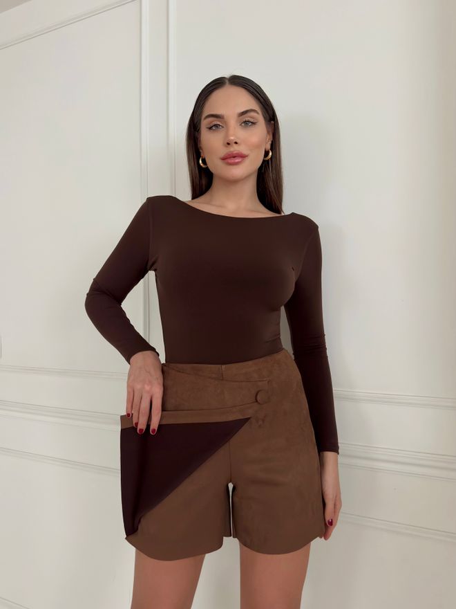STEPS Korte Rok Van Verguld Suède Met Knoopsluiting Groothandel Kleding 0