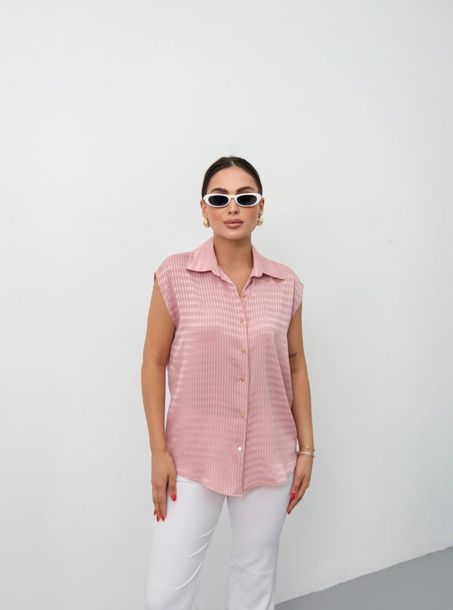 STEPS Chemise Rayée Rose Décontractée Élégante Vêtements en gros Décontracté