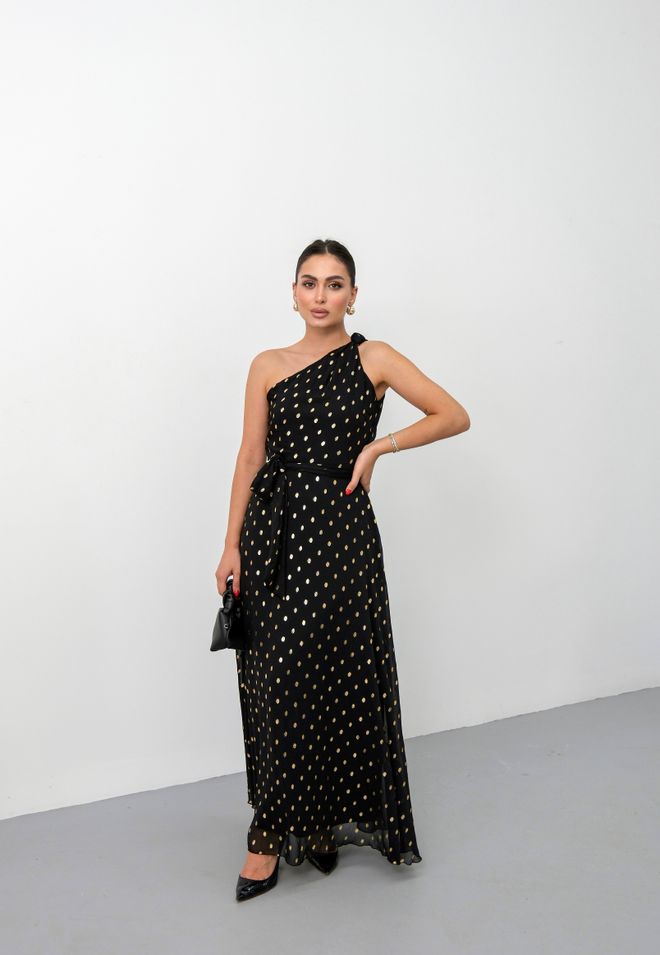 STEPS Elegante Zwarte Fit And Flare Jurk Tot Op De Vloer Groothandel Kleding Sexy