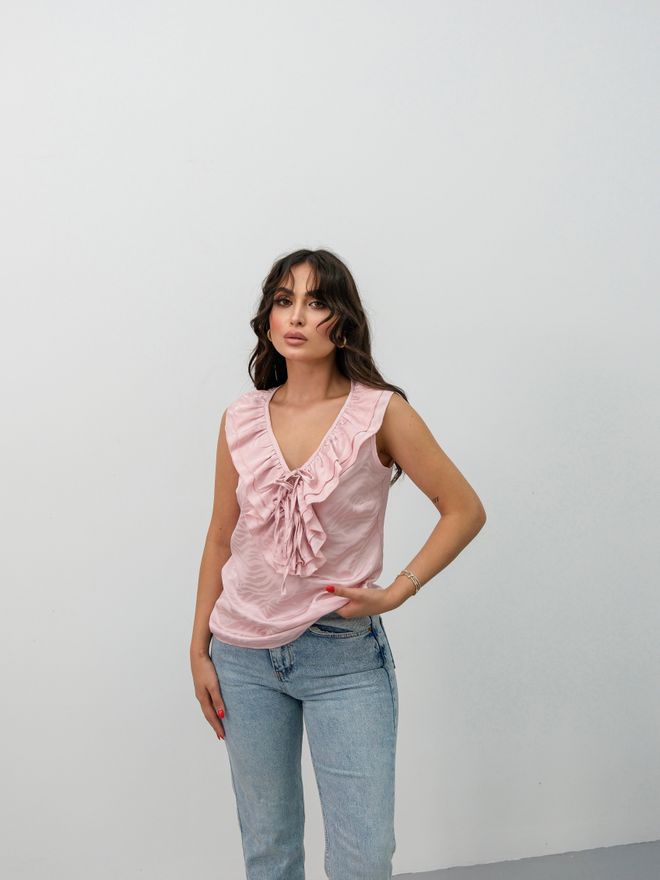 STEPS Camicetta Rosa Senza Maniche Con Manica Ad Aletta Abbigliamento all'ingrosso Casuale