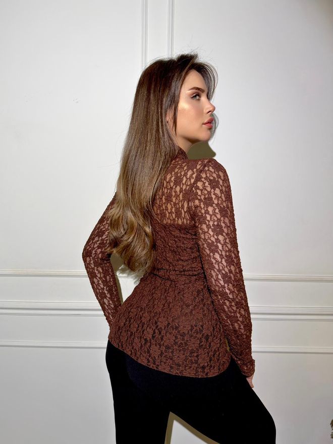 STEPS بلوزة بني أنيقة تركيب برقبة ثقب المفتاح ملابس بالجملة عمل