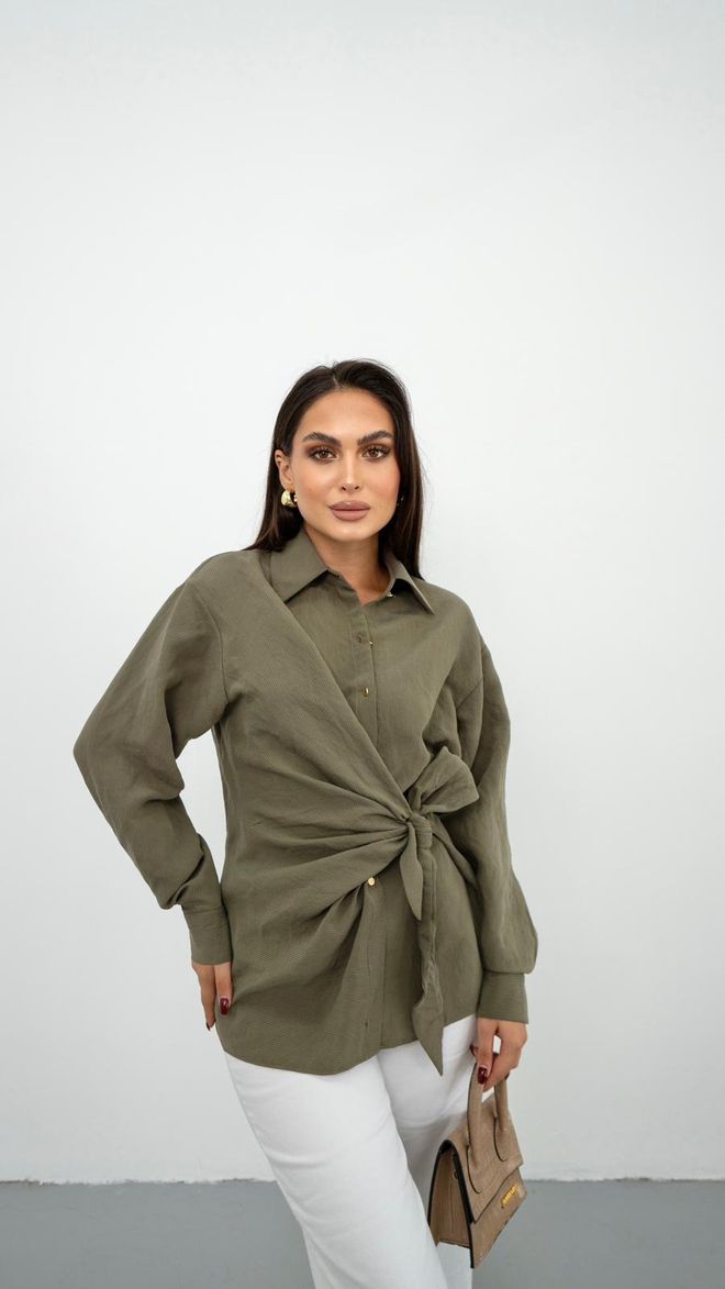 STEPS Χακί Casual Κομψό Πουκάμισο Με Γιακά Πόλο Χονδρικό εμπόριο ενδυμάτων Casual