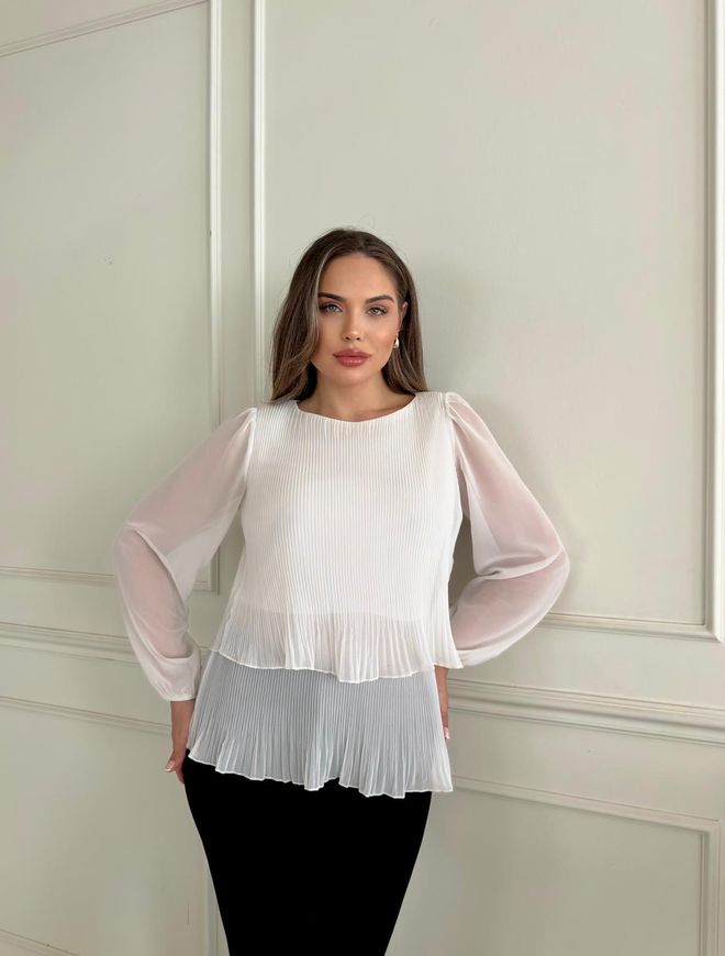 STEPS Beyaz Zarif Bluz Toptan Giyim Gündelik