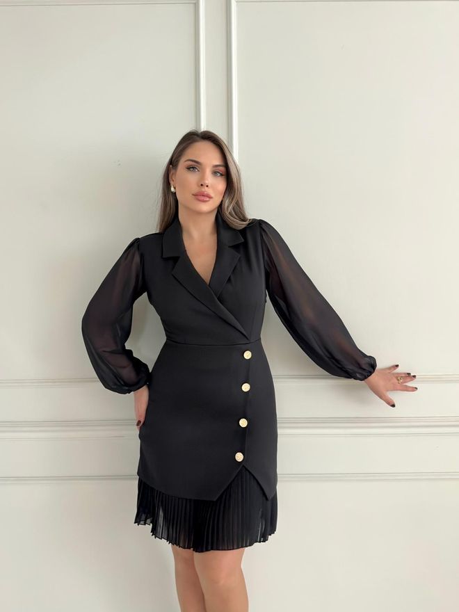 STEPS Elegante Vestito Mini Blazer Nero Abbigliamento all'ingrosso Formale