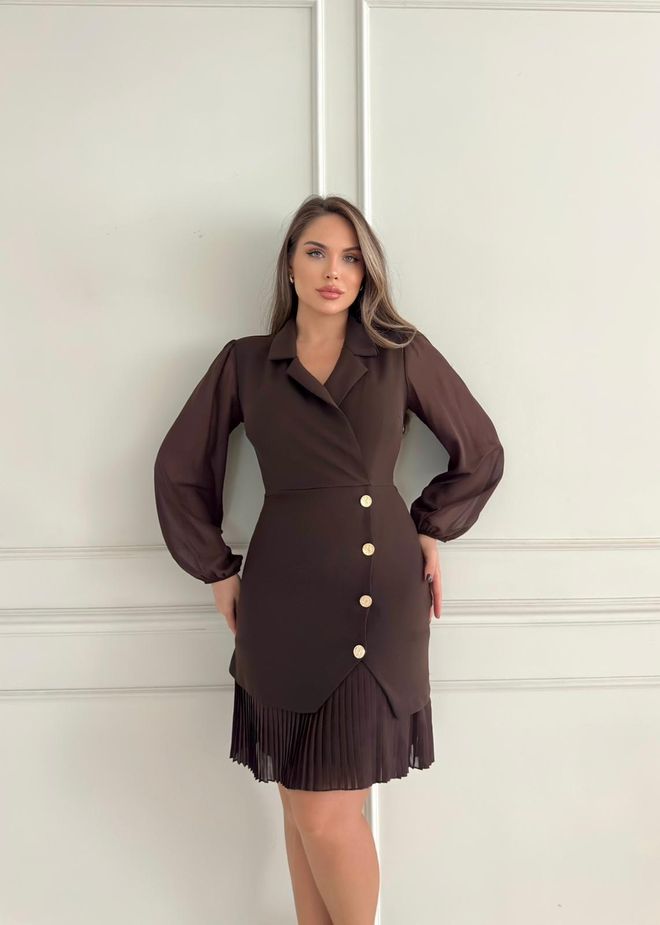 STEPS Vestito Blazer Marrone Elegante Con Collo Dentellato Abbigliamento all'ingrosso Formale