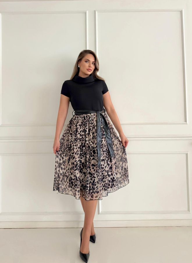 STEPS Κομψό Μαύρο Φόρεμα Midi Με Εφαρμοστή Και Φαρδιά Γραμμή Χονδρικό εμπόριο ενδυμάτων Επίσημο