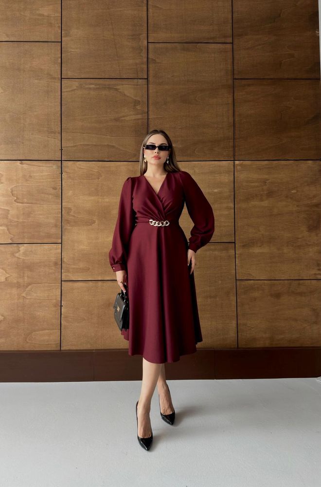 STEPS Vestito Bordeaux Elegante A Line Midi Abbigliamento all'ingrosso Formale