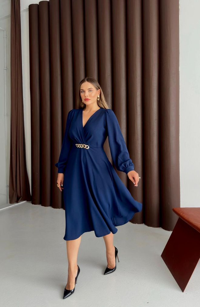 STEPS Rochie Elegantă Bleumarin Petrecută Cu Mâneci Bufante Îmbrăcăminte cu ridicata Conservator