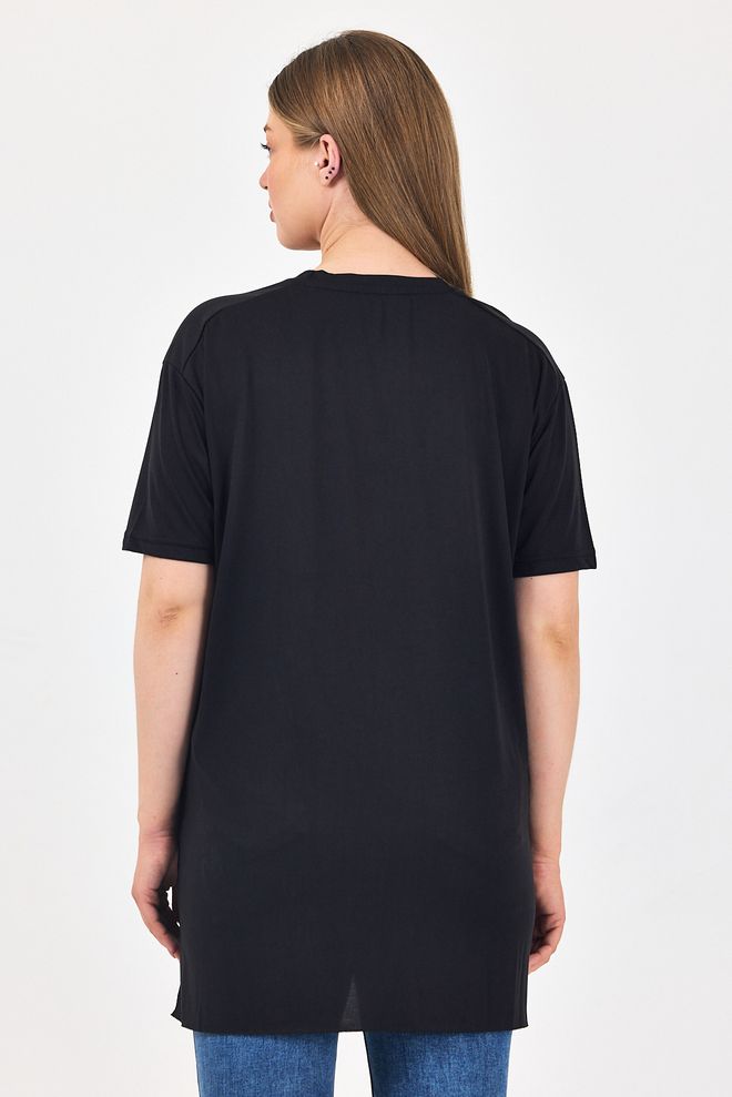 See More Black Casual Plus Size Tshirt With Round Neck Wholesale Clothing Summer
