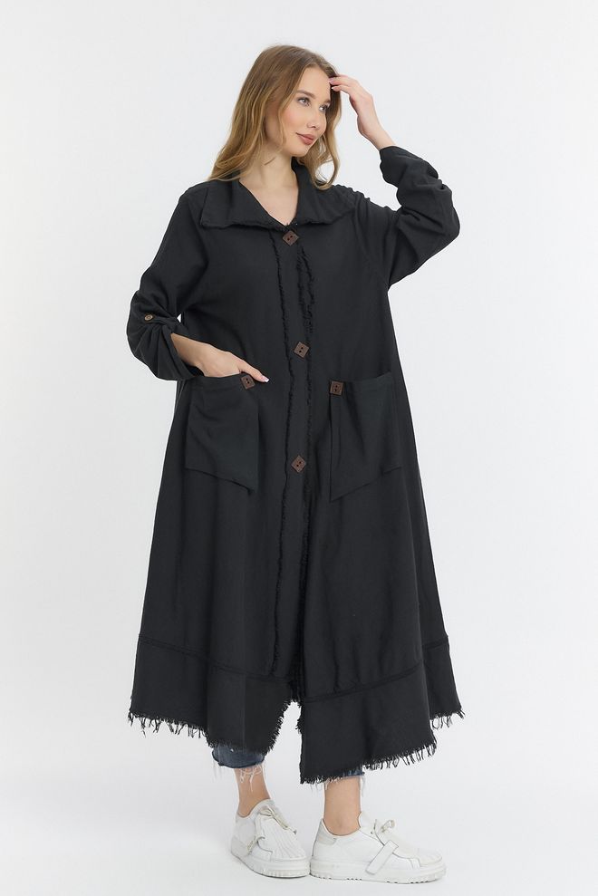 See More فستان بأزرار خشبية قياسي ملابس بالجملة الخريف