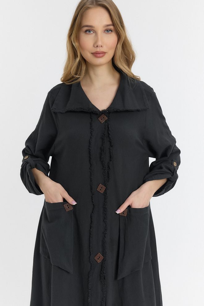 See More فستان بأزرار خشبية قياسي ملابس بالجملة محتشم