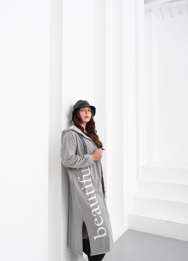 See More Siva Oversized Pulover Z Vratom S Kapuco Oblačila na debelo Lounge