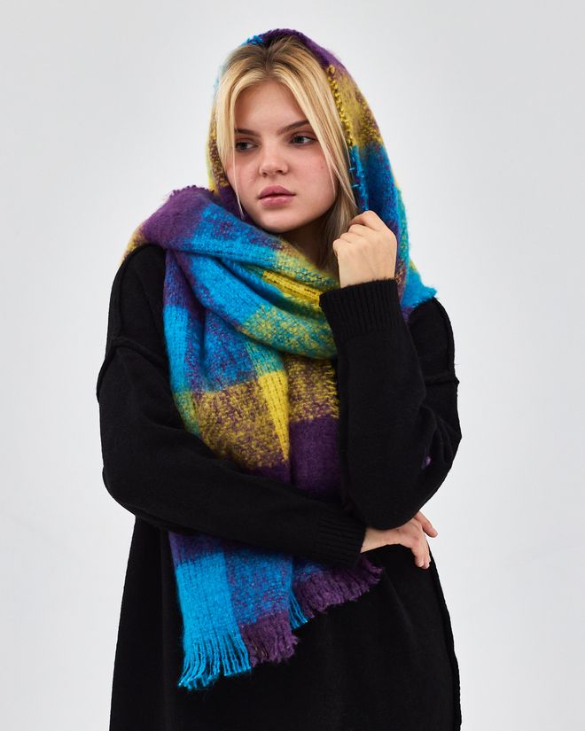 See More Chal Azul A Cuadros Para Elegancia Casual Otoño Invierno Ropa al por mayor Salón