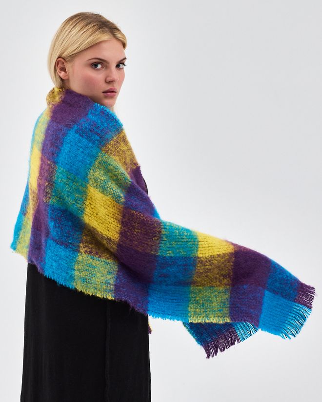 See More Chal Azul A Cuadros Para Elegancia Casual Otoño Invierno Ropa al por mayor Boho