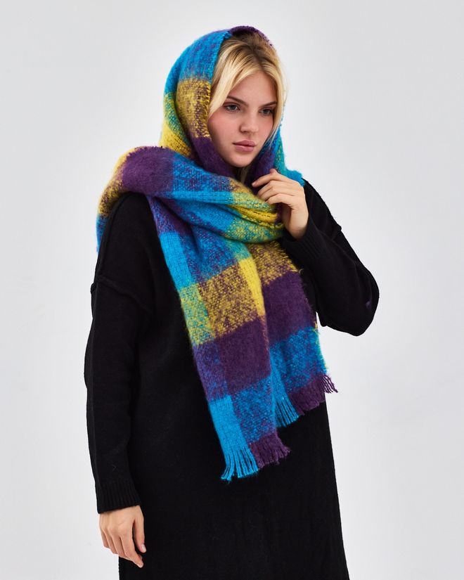 See More Chal Azul A Cuadros Para Elegancia Casual Otoño Invierno Ropa al por mayor Poliamida