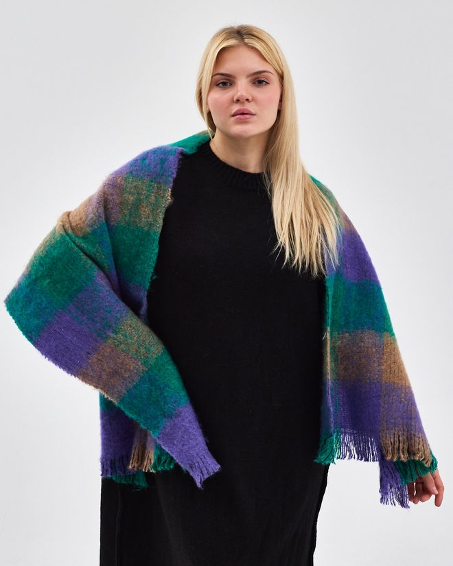 See More Șal Elegant Verde Cu Cadrilat Îmbrăcăminte cu ridicata Iarnă