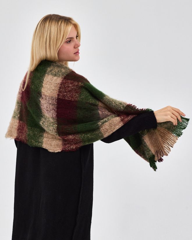 See More Зеленый Этнический Клетчатый Шаль Оптовая продажа одежды Зима