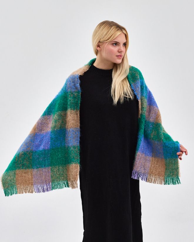 See More Μπλε Κομψό Καρό Σάλι Χονδρικό εμπόριο ενδυμάτων Χειμώνας