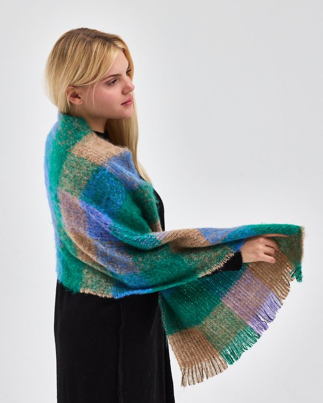 See More Μπλε Κομψό Καρό Σάλι Χονδρικό εμπόριο ενδυμάτων Casual