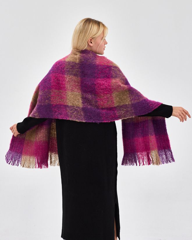 See More Chal Morado Elegante A Cuadros Para Otoño E Invierno Ropa al por mayor Casual