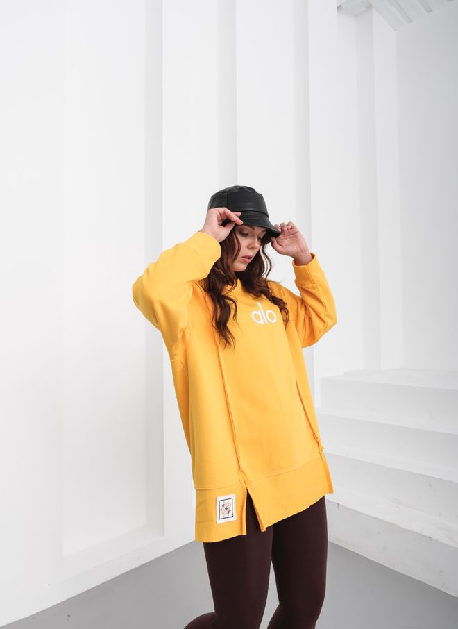 See More Yellow Sweatshirt Oversized Casual Sport Streetwear Wholesale Clothing Lounge