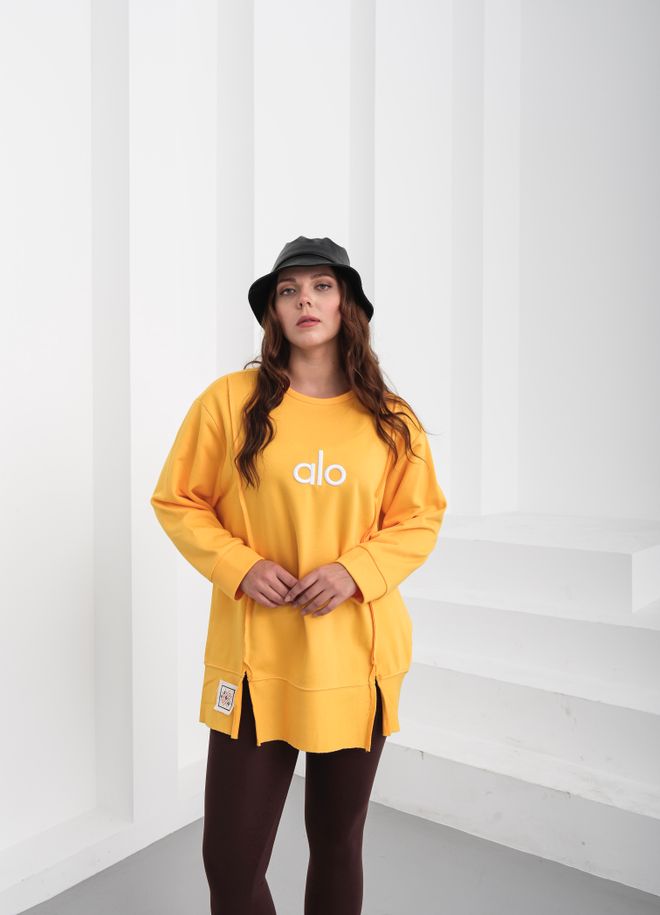 See More Yellow Sweatshirt Oversized Casual Sport Streetwear Wholesale Clothing Winter
