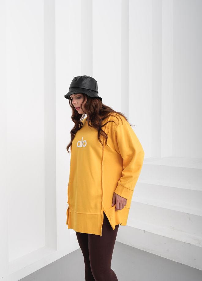 See More Yellow Sweatshirt Oversized Casual Sport Streetwear Wholesale Clothing Sport