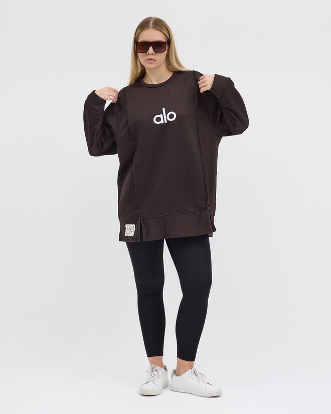 See More Brown Oversized Fit Sweatshirt With Letter Print Wholesale Clothing Lounge