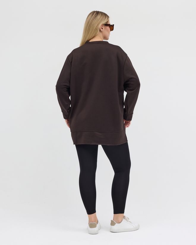 See More Brown Oversized Fit Sweatshirt With Letter Print Wholesale Clothing 1