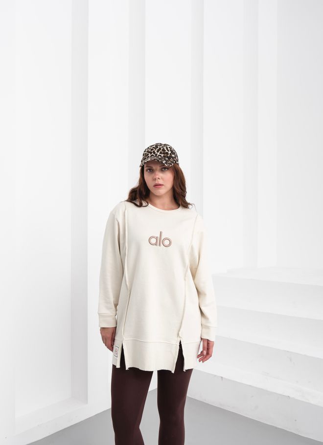 See More Beige Sweatshirt With Round Neck And Regular Fit Wholesale Clothing Lounge