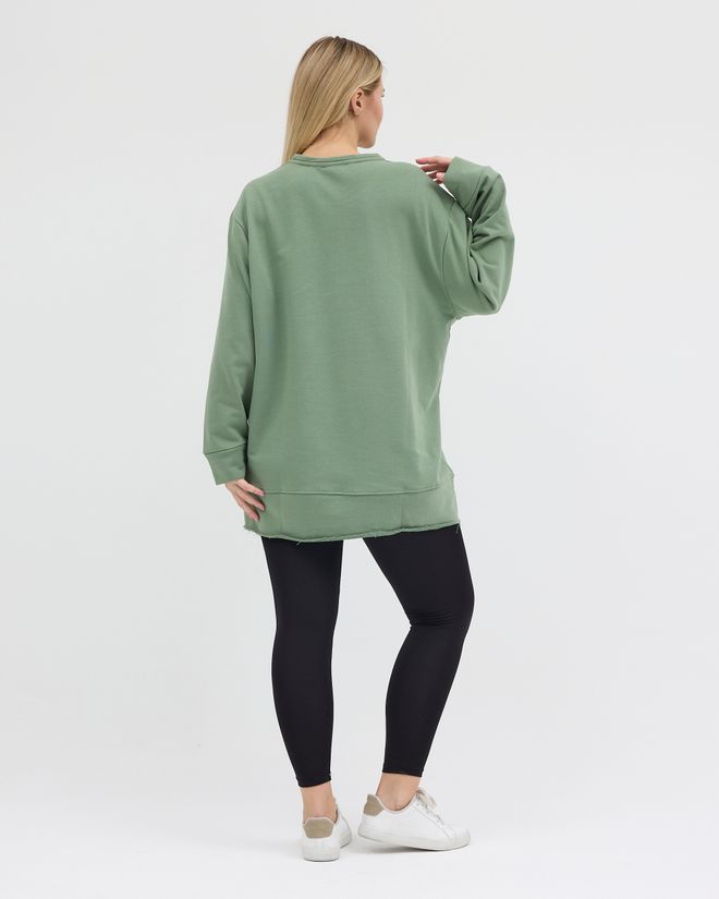 See More Green Oversized Fit Sweatshirt With Round Neck Wholesale Clothing Lounge